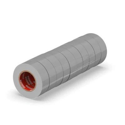 Abbildung von ERKO Isolierband Grau 15mm x 10m PVC Set 10 Stück Elektrische Leitungen Reparatur, Hochflexibel mit starker Klebekraft, Chemiebeständig, Wasserfest, Klebeband