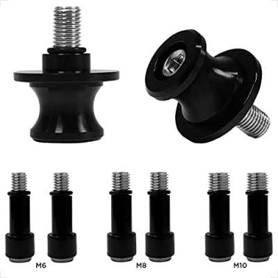 Abbildung von Universal CNC Aluminium Ständeraufnahme Schwarz M6X1mm,M8X1.25mm,M10X1.25mm Bobbins Montageständer für Yamaha YZF R1 R3 R6 R25 R125 R1000 R6S MT 01 03 09 10 Aprilia RSV4 schwinge