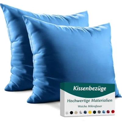Abbildung von Kissenbezug 50x50 Mikrofaser Premium 2er Set Kissenhülle Deko für Kissen Sofa/Bett Stoff Superweicher Resistent Hypoallergen Anti Milben Atmungsaktiv Kopfkissenbezug mit Verdecktem Zip Voll Waschbar