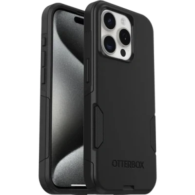 Abbildung von OtterBox Commuter Hülle für iPhone 15 Pro, sturzsicher, schützende Hülle, 3X Schwarz, Keine Einzelhandelsverpackung