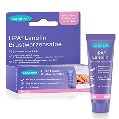 Abbildung von Lansinoh HPA Lanolin Brustwarzensalbe, 100% natürlich beruhigt &amp; schützt beanspruchte Brustwarzen Dermatest&quot;sehr gut 10920 Transparent 10 ml (1er Pack)