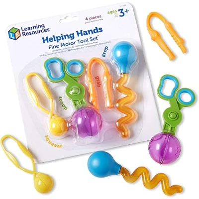 Abbildung von Learning Resources Helping Hands Feinmotorik Werkzeugset, kinder pinzette &amp; pipetten, motorikspielzeug, montessori spielzeug ab 3 jahre, outdoor wasserspielzeug sandspielzeug, 3+