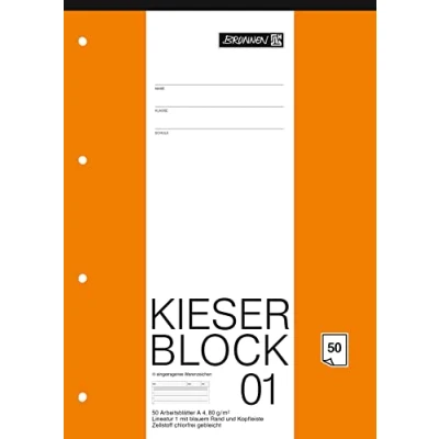 Abbildung von Brunnen 1042941 KIESER Block Lineatur 1 (A4, 50 Blatt, gelocht, 80 g/m², Klasse 1)