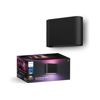 Abbildung von Philips Hue Dymera Smarte Wandleuchte Innen &amp; außen Weißes farbiges Licht Immersive Außenlampe IP44 wasserdicht Sprachsteuerung mit Alexa, Apple Home Google Assistant Schwarz