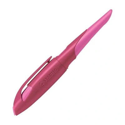 Abbildung von STABILO Ergonomischer Schulfüller für Rechtshänder mit Anfänger Feder A EASYbirdy in beere/pink inkl. Patrone blau (löschbar)