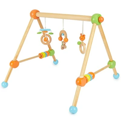 Abbildung von Bieco Spieltrapez Spielbogen Baby Holz mit Figuren &amp; Kugeln Spielebogen Mobile Activity Center Gym Holzspielzeug Spielzeug