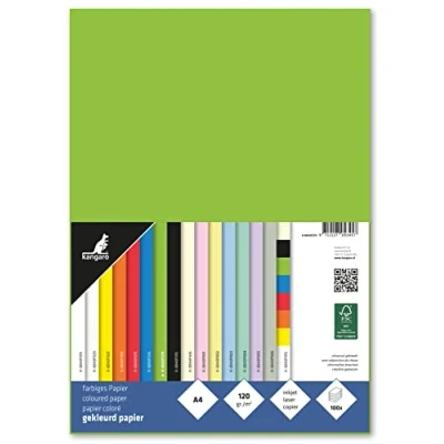 Abbildung von kangaro Tonpapier Grün DIN A4 120g/m² FSC mix 100 pack Briefpapier Bastelpapier DIY, 29.7x21x1.5, K 0043F275