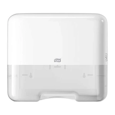 Abbildung von Tork Mini Spender für Zickzack und Lagenfalz Papierhandtücher 553100, Elevation Design Kompakter H3 Handtuchspender Falthandtücher zur Einzelblattentnahme, weiß