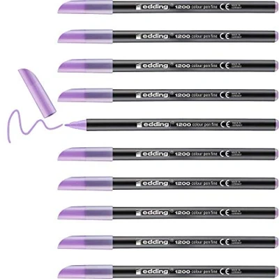 Abbildung von edding 1200 Fasermaler fein beerig lavendel (lila) 10 Stifte Rundspitze 1 mm Filzstift zum Zeichnen und Schreiben für Schule, Mandala