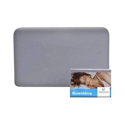 Abbildung von Kissenbezug 40x25 Grau Einzelpack, Perfekt für VOLAR Reisekissen, Mako Baumwolle (Double Jersey), Bügelfrei &amp; trocknergeeignet, Kissenhülle mit Reißverschluss, Oeko Tex Zertifiziert