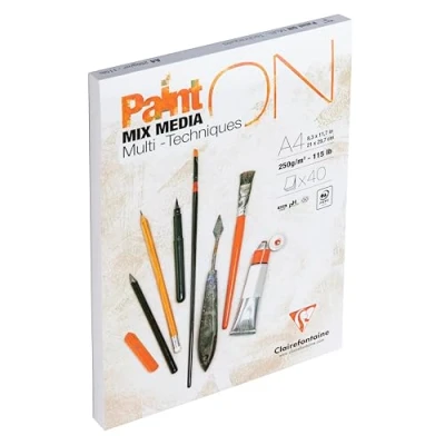 Abbildung von Clairefontaine 96536C PaintOn Block (250 g, 100% extra weißes Zellulosepapier mit leichter Körnung, DIN A3, 29,7 x 42 cm, geleimt, 40 Blätter, ideal für Multitechniken) extraweiß