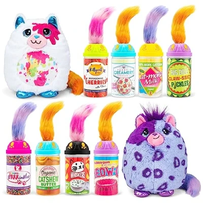 Abbildung von Basic Fun Misfittens Merkitties Fischglas Welle 1 Weiches &amp; kuscheliges Plüschtier, ideal für Jungen Mädchen, kleinkindgerecht, liebenswertes Sammelspielzeug
