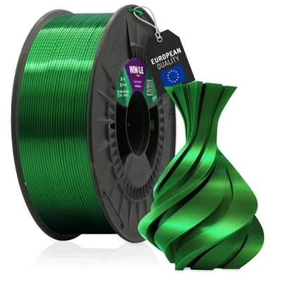 Abbildung von WINKLE PLA Silk Filament (Seide) Irisches Grün, 3D Drucker Filament, 1,75 mm, 1 kg, grünes PLA, weiche und seidige Oberfläche, Maßgenauigkeit, Spule mit kg