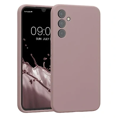 Abbildung von kwmobile Handyhülle kompatibel mit Samsung Galaxy A34 5G Hülle gummierte Handy Case aus Silikon in Nude Lilac