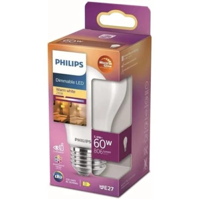 Abbildung von Philips LED Classic E27 WarmGlow Lampe, 60 W, Tropfenform, dimmbar, matt, warmweiß
