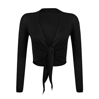 Abbildung von Gloop Damen Schöne, Elegante Bolero Jäckchen Langarm zum Knoten,Kamelle,M