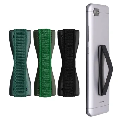 Abbildung von kwmobile Smartphone Fingerhalter 3 Set Handy Halter Griff Halterung Einhandbedienung 3X Handyhalter in Metallic Petrol Dunkelgrün Schwarz