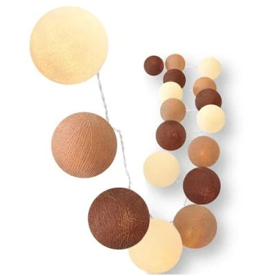 Abbildung von CREATIVECOTTON LED Lichterkette mit Cotton Balls inkl. Timer und Dimmer (20 Kugeln, Cappuccino)