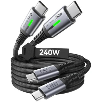 Abbildung von INIU 240W USB C Kabel, [2 Pack 2m] PD Schnellladekabel auf C, Nylon Geflochten Ladekabel Ladegerät für iPhone 16 15 Pro Max Samsung Galaxy S23 S22 Pixel 7 iPad MacBook Air usw