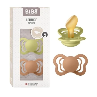 Abbildung von BIBS Couture Schnuller 2er Pack, BPA frei, Kiefergerechte Form. Naturkautschuk/Latex, Hergestellt in Dänemark. 6 18 Monate (2er Pack), Meadow/Earth