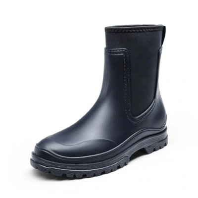 Abbildung von DREAM PAIRS Wasserdicht Regenstiefel Damen Bequem Gummistiefel Halbhoch Chelsea Boots mit Rutschfest Sohle,Size 40,Navy Pvc,SDRB2406W E