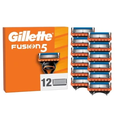 Abbildung von Gillette Fusion 5 Rasierklingen 12 Ersatzklingen für Nassrasierer herren mit größerem Gleitstreifen sanftes Gleiten und Klingen eine gründliche komfortable Rasur