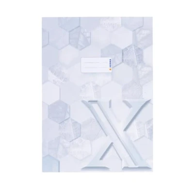 Abbildung von HERMA 20080 Heftumschlag A4 Karton Weiß, 10 Stück, veredelte Hefthülle mit Beschriftungsfeld aus stabilem &amp; extra starkem Papier, Heftschoner Hexagon Muster Motiv für Schulhefte, farbig
