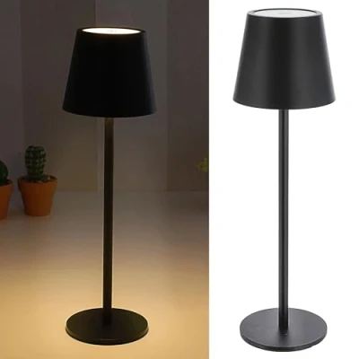 Abbildung von Cepewa Tischleuchte Touchfunktion stufenlos dimmbar 3 Weißtöne 11x37cm schwarz 65 Lumen 56 LEDs USB Ladekabel Tischlampe (1 x schwarz)