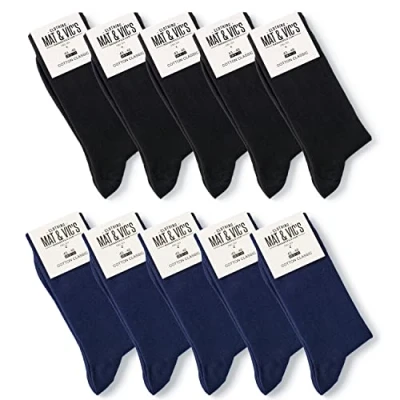 Abbildung von 10 Paar Socken von Mat &amp; Vic&#039;s für Sie und Ihn Cotton classic bequem ohne drückende Naht angenehmer Komfort Bund OEKO TEX Standard 100 (43 46, Business Colors) 43 46
