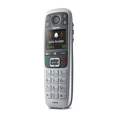 Abbildung von Gigaset E560HX DECT Mobilteil mit Ladeschale Fritzbox kompatibel Schnurloses Senioren Telefon für Router und Basis Notruf 4 Nummern, silber [Deutsche Version] [Ohne Basis]