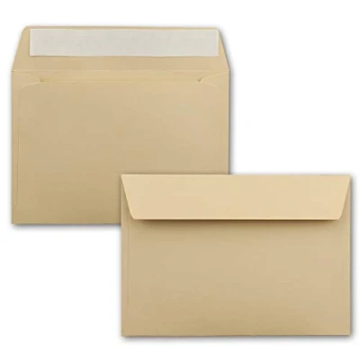Abbildung von 25x Briefumschläge Karamell Braun DIN C6 Format 11,4 x 16,2 cm Haftklebung Kuverts ohne Fenster Weihnachten, Grußkarten &amp; Einladungen Für A6 A4 Papier