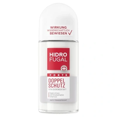 Abbildung von Hidrofugal FORTE DOPPEL Schutz Roll on, starker Antitranspirant gegen stress und hitzebedingtes Schwitzen, Deo ohne Ethylalkohol mit vitalisierendem Duft (50 ml)