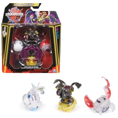 Abbildung von BAKUGAN Starter 3 Pack, Special Attack Dragonoid, Titanium Hammerhead, Butterclaw, individualisierbare Actionfigur, Sammelkarten, Kinderspielzeug für Jungen und Mädchen