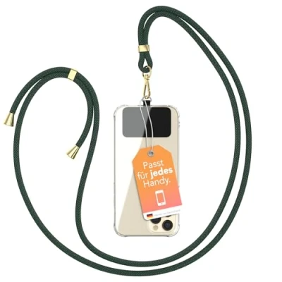 Abbildung von EAZY CASE Handykette Universal zum Umhängen kompatibel mit jedem Smartphone als Handyhülle Band Handytasche Kette Handyband jeder Hülle kombinierbar Kordel in Grün
