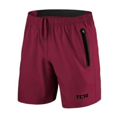 Abbildung von TCA Herren Elite Tech Leichte Laufhose Gymshorts Trainingsshorts und Laufshorts mit Reißverschlusstaschen Sporthose Kurz Rot, XXL