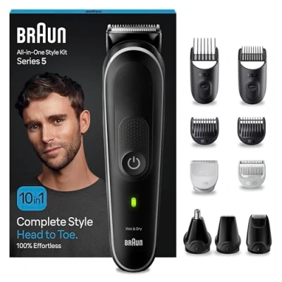 Abbildung von Braun All in One Bartpflege Bodygroomer Set, 6 1 Barttrimmer / Bartschneider, Trimmer/Haarschneider Herren, Haarschneidemaschine, Kammaufsätze, 50 Min. kabellose Laufzeit, MGK5440