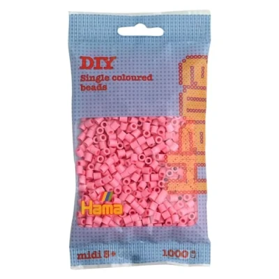 Abbildung von Hama Perlen 207 06 Bügelperlen Beutel mit ca. 1.000 Midi Bastelperlen Durchmesser 5 mm in Rosa, kreativer Bastelspaß für Groß und Klein