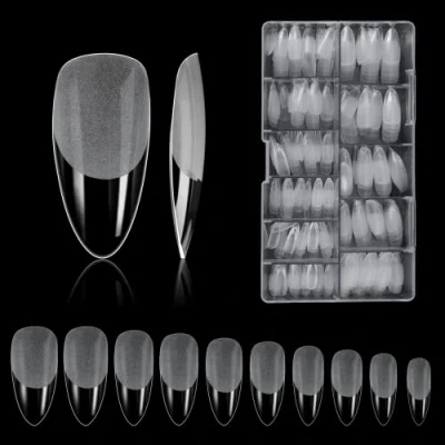 Abbildung von Nageltips, 500 Stück Falsche Nagel Acryl Künstlich Nagelspitzen mit Aufbewahrungskoffer für Nagelstudios und Diy Nail Art Zu Hause 10 Größen (Mandelform)