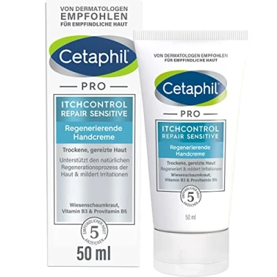 Abbildung von Cetaphil PRO ItchControl Repair Sensitive Regenerierende Handcreme, 50ml, Für juckende, trockene und gereizte , Glättet raue Hände &amp; mildert Irritationen z.B. durch häufiges Händewaschen