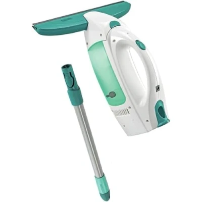 Abbildung von Leifheit Fenstersauger Set Dry and Clean mit Stiel für 360 streifenfreie Reinigung, Fensterreiniger verwendbar bis zu 38 min, Fensterputzer Stand by Automatik und Click System
