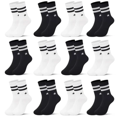 Abbildung von Libella 12 Paar Jungen Sportsocken Fussball Baumwolle Cotton modische Füßlinge Schwarz und Weiss 2888 39 42