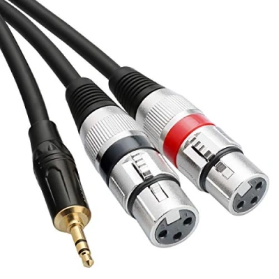 Abbildung von Tisino Dual XLR Buchse auf 3,5 mm Stereo Mikrofonkabel, unsymmetrische Doppel Aux Mini Jack Y Splitter Breakout Kabel 2 m…