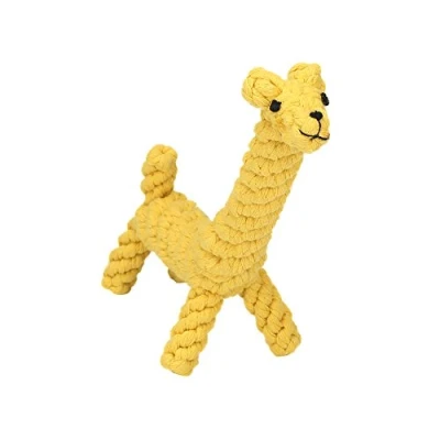 Abbildung von Vivifying Kauspielzeug für Welpen, aus Langlebiger Geflochtener Baumwolle Hundespielzeug Giraffe Kleine Hunde Zahnreinigung (Gelb)