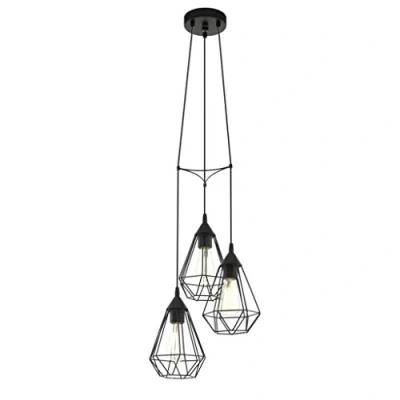 Abbildung von EGLO Pendelleuchte Tarbes schwarz Vintage, Hängelampe Esszimmer, Hängeleuchte 3 flammig, Retro Lampe im Industrial Design mit E27 Fassung, Pendellampe aus Stahl Ø 31 cm