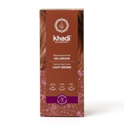 Abbildung von khadi HELLBRAUN Pflanzenhaarfarbe, Haarfarbe für helles, warmes Rehbraun mit lebendigen, rötlichen Reflexen, Naturhaarfarbe 100% pflanzlich, natürlich &amp; vegan, Zertifizierte Naturkosmetik, 100g