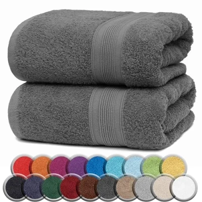 Abbildung von NatureMark 2er Pack Saunatuch 80 x 200 cm Baumwolle luxuriöse Tücher Wellnesstuch von extremer Weichheit Farbe: Anthrazit Grau