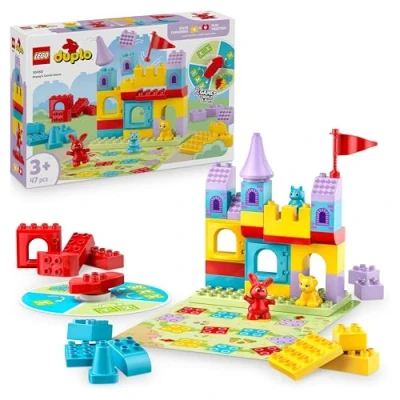 Abbildung von LEGO DUPLO 2in1 Hopsys Burgspiel Lernspielzeug für Kleinkinder Inkl. 3 Tierfiguren, Spielburg und Brettspiel mit Spinner Geschenk zum Geburtstag Mädchen &amp; Jungen ab Jahren 10450