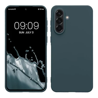 Abbildung von kwmobile Hülle kompatibel mit Samsung Galaxy A56 5G weiches TPU Silikon Case Cover geeignet für kabelloses Laden Dunkler Schiefer