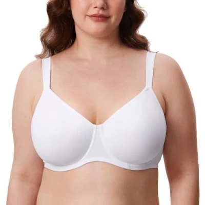 Abbildung von DELIMIRA Damen T Shirt Minimizer BH mit Bügel Große Größen Ohne Gepolstert Weiss 110F