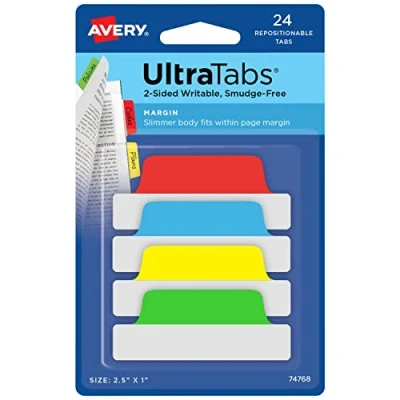 Abbildung von AVERY Zweckform Art. 74768 Haftstreifen transparent/bunt (24 Haftnotizen, 63,5x25,4mm, beschreibbare Index Tabs Folie, ablösbare Klebezettel, Page Marker, Sticky Notes, Klebemarkierungen)